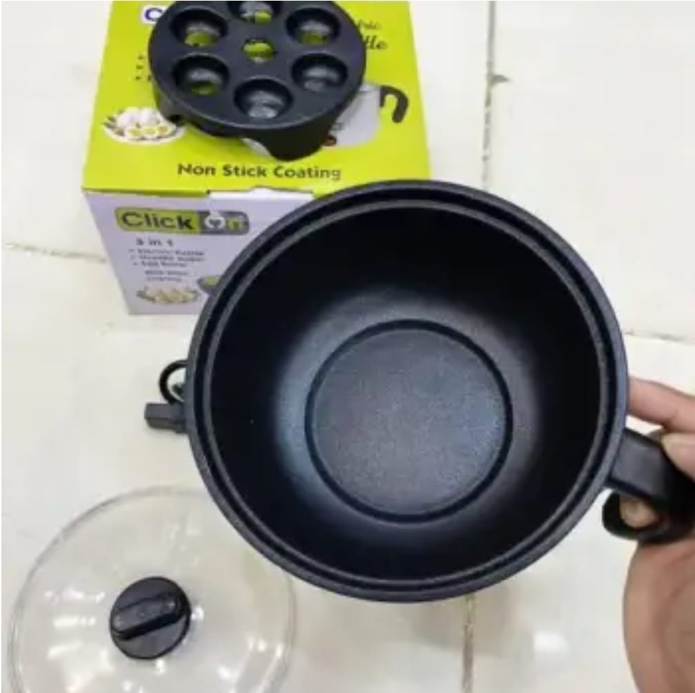 Click On 3-in-1 Multi-Functional Electric Kettle – Noodle Maker, Egg Boiler & Hot Pot with Non-Stick Coating